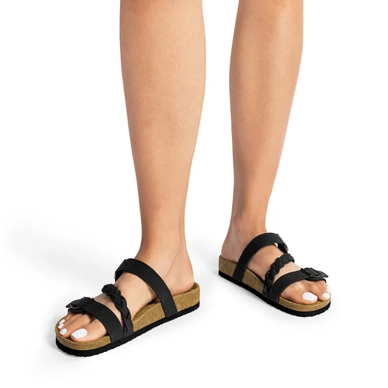 Adjustable Vegan Leather Slide Sandals