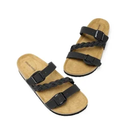 Adjustable Vegan Leather Slide Sandals