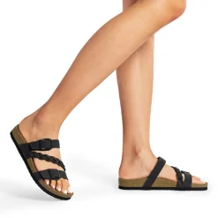 Adjustable Vegan Leather Slide Sandals
