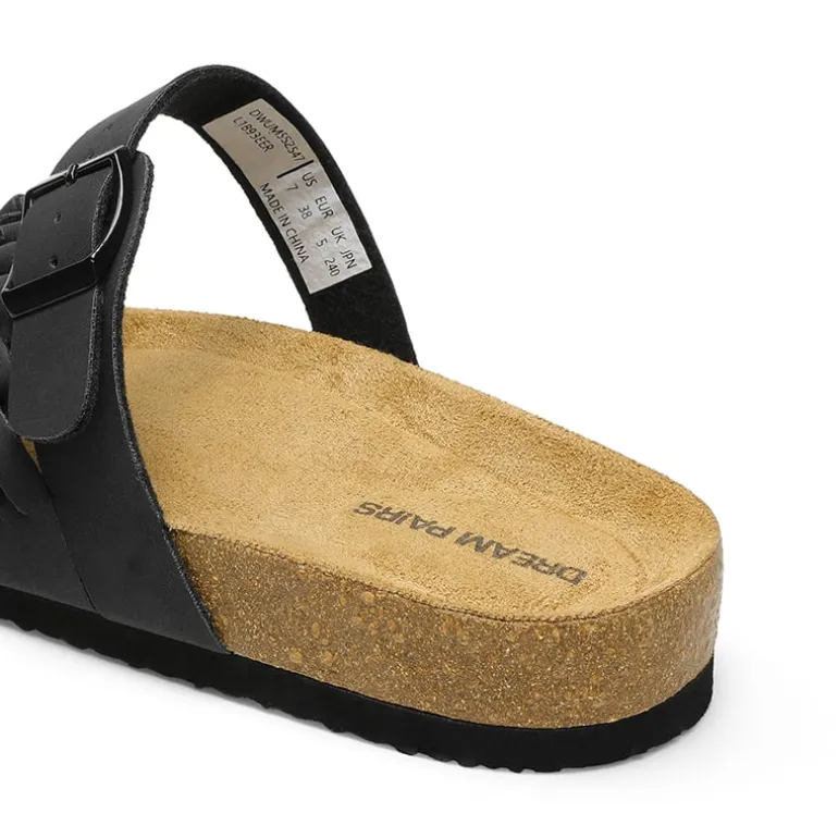 Adjustable Vegan Leather Slide Sandals