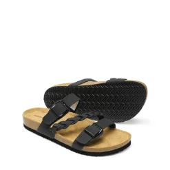 Adjustable Vegan Leather Slide Sandals