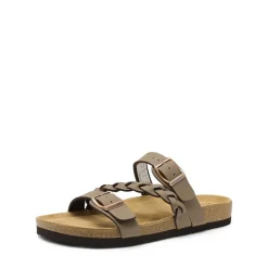 Adjustable Vegan Leather Slide Sandals