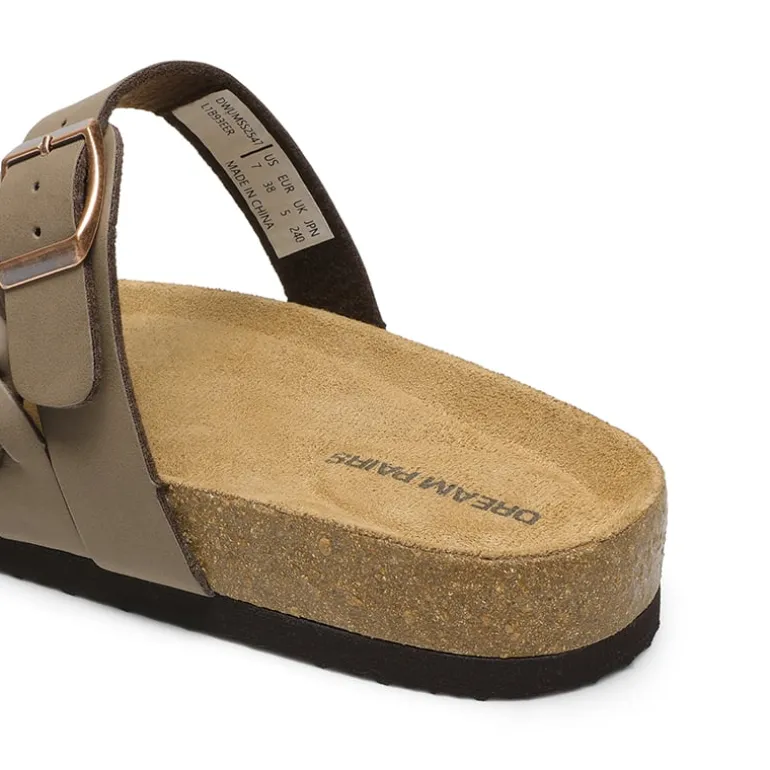 Adjustable Vegan Leather Slide Sandals