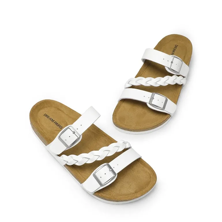 Adjustable Vegan Leather Slide Sandals