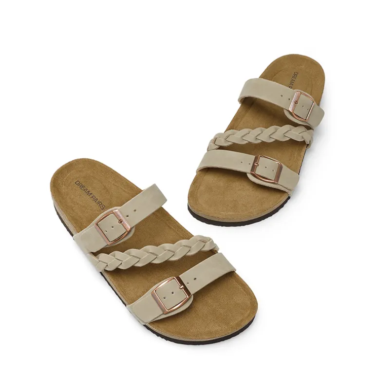 Adjustable Vegan Leather Slide Sandals