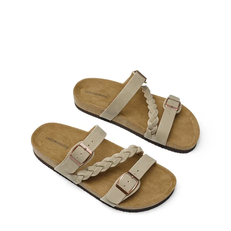 Adjustable Vegan Leather Slide Sandals