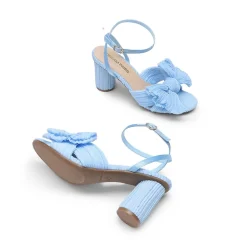 Ankle Strap Bow Block Heel Sandals