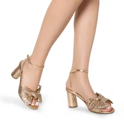 Ankle Strap Bow Block Heel Sandals