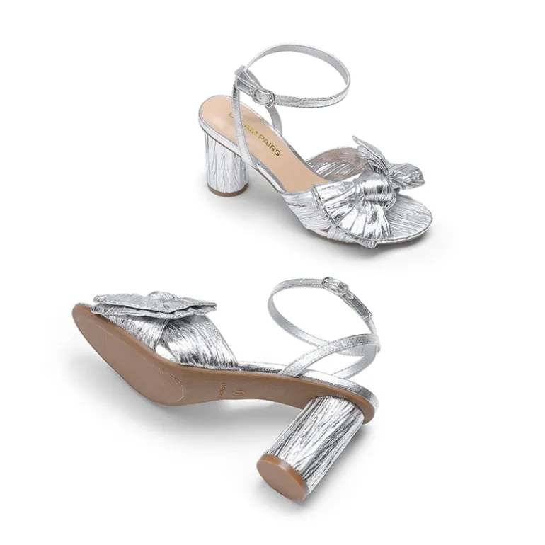 Ankle Strap Bow Block Heel Sandals