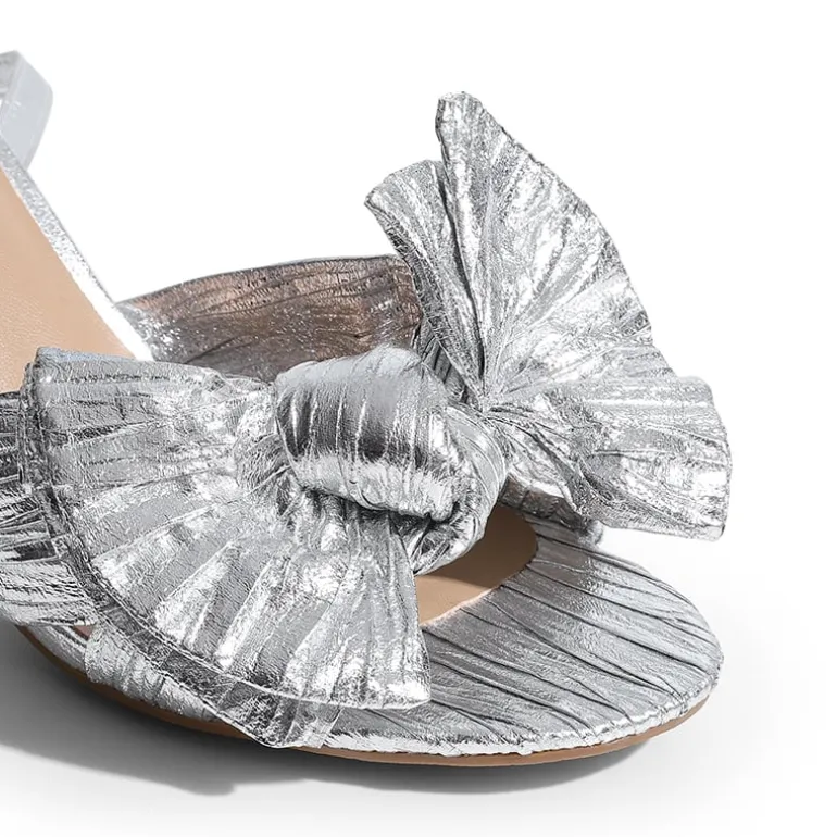 Ankle Strap Bow Block Heel Sandals