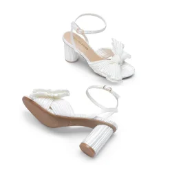 Ankle Strap Bow Block Heel Sandals