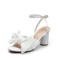 Ankle Strap Bow Block Heel Sandals