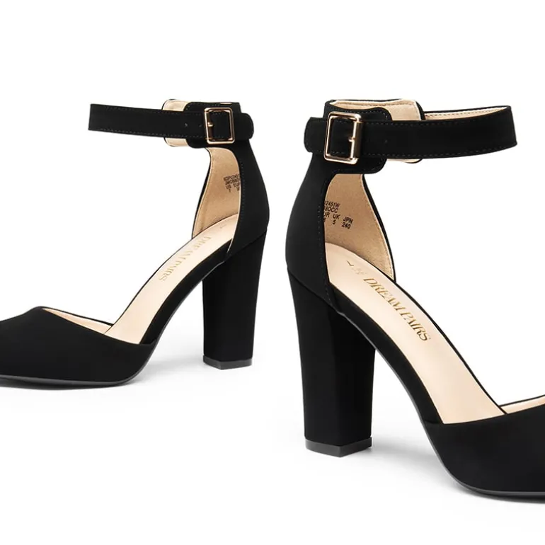 Ankle-Strap Chunky High Heel Pumps
