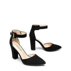 Ankle-Strap Chunky High Heel Pumps
