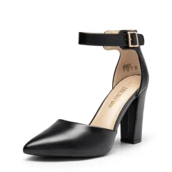 Ankle-Strap Chunky High Heel Pumps