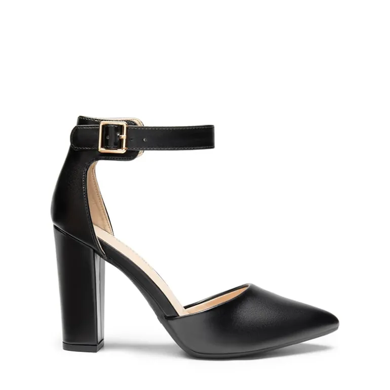 Ankle-Strap Chunky High Heel Pumps