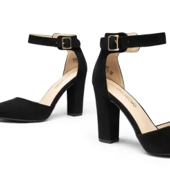 Ankle-Strap Chunky High Heel Pumps