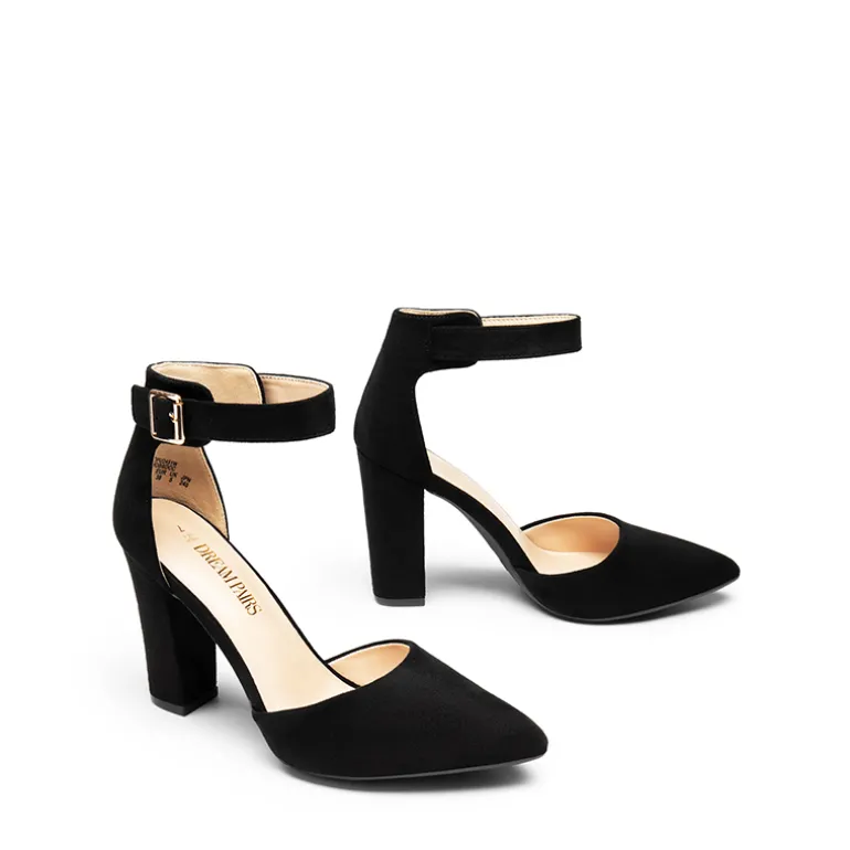 Ankle-Strap Chunky High Heel Pumps