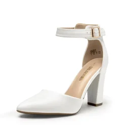 Ankle-Strap Chunky High Heel Pumps