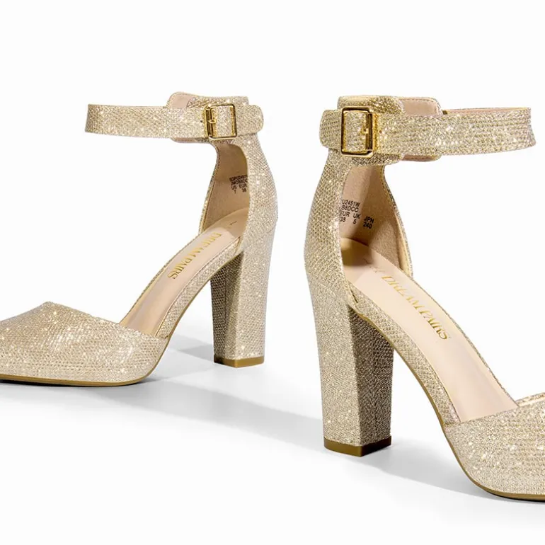 Ankle-Strap Chunky High Heel Pumps