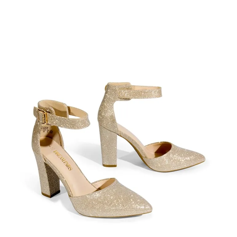 Ankle-Strap Chunky High Heel Pumps