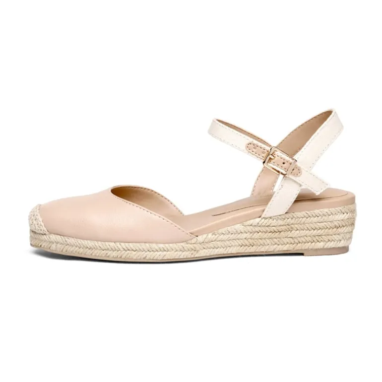 Ankle Strap Closed-Toe Espadrille Wedges