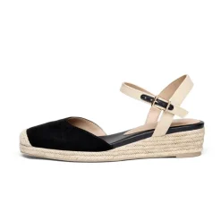 Ankle Strap Closed-Toe Espadrille Wedges
