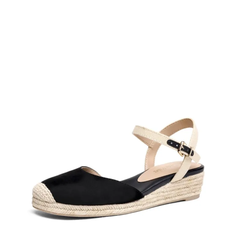 Ankle Strap Closed-Toe Espadrille Wedges