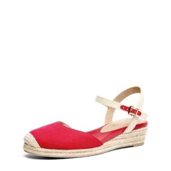Ankle Strap Closed-Toe Espadrille Wedges