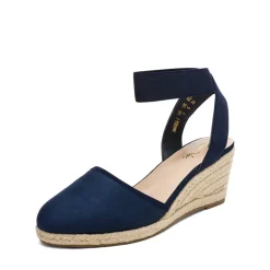 Ankle Strap Closed-Toe Espadrille Wedge Sandals