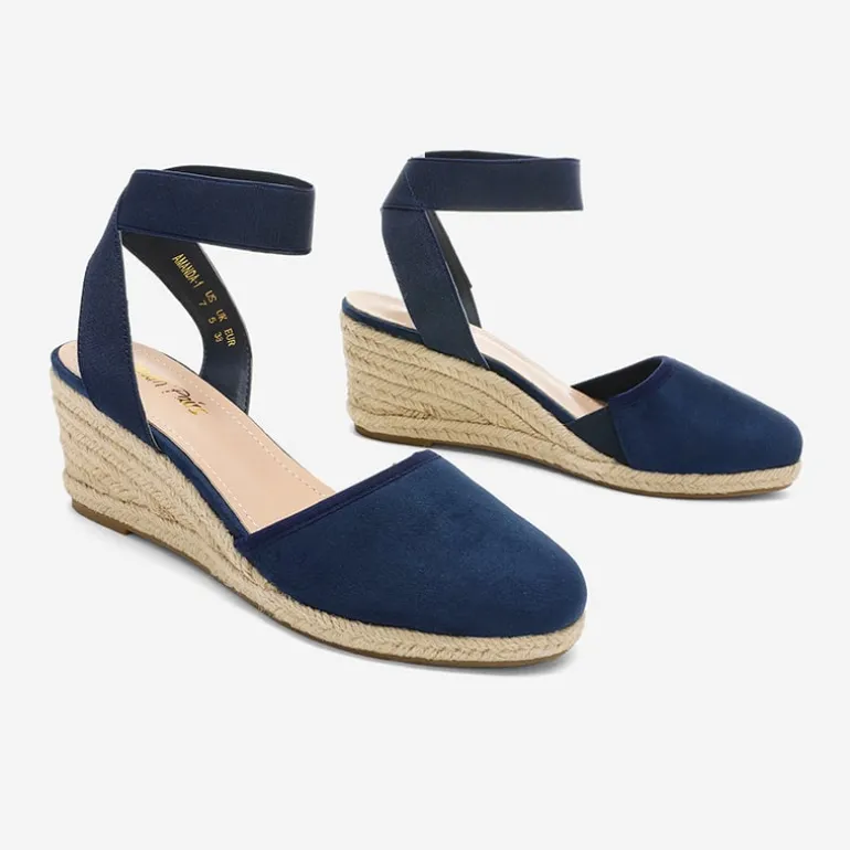 Ankle Strap Closed-Toe Espadrille Wedge Sandals