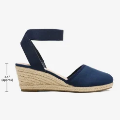 Ankle Strap Closed-Toe Espadrille Wedge Sandals