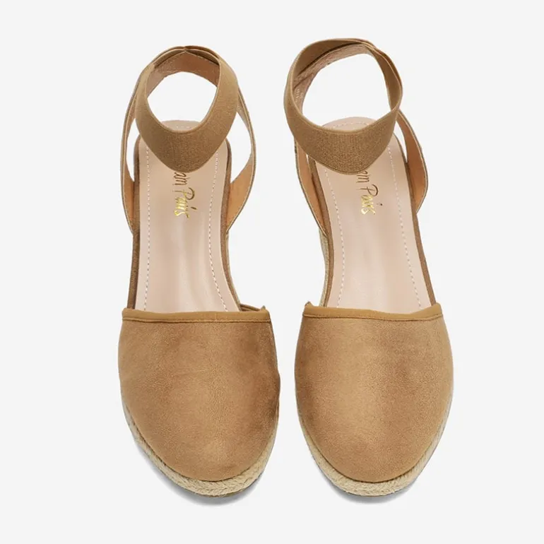 Ankle Strap Closed-Toe Espadrille Wedge Sandals