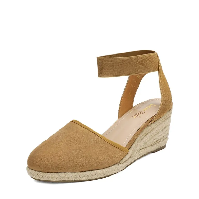 Ankle Strap Closed-Toe Espadrille Wedge Sandals
