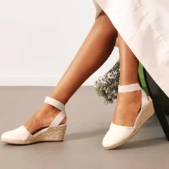 Ankle Strap Closed-Toe Espadrille Wedge Sandals