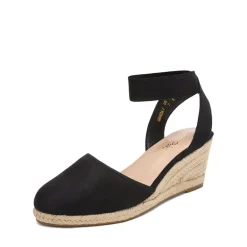 Ankle Strap Closed-Toe Espadrille Wedge Sandals