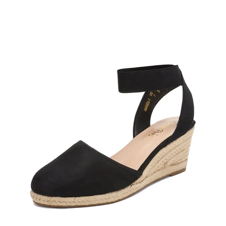 Ankle Strap Closed-Toe Espadrille Wedge Sandals