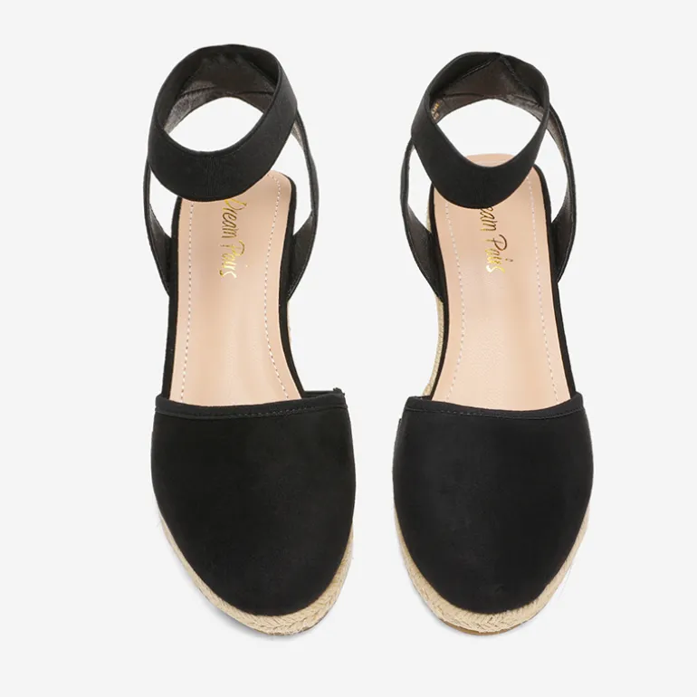 Ankle Strap Closed-Toe Espadrille Wedge Sandals