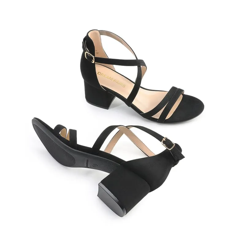 Ankle Strap Low Block Heels