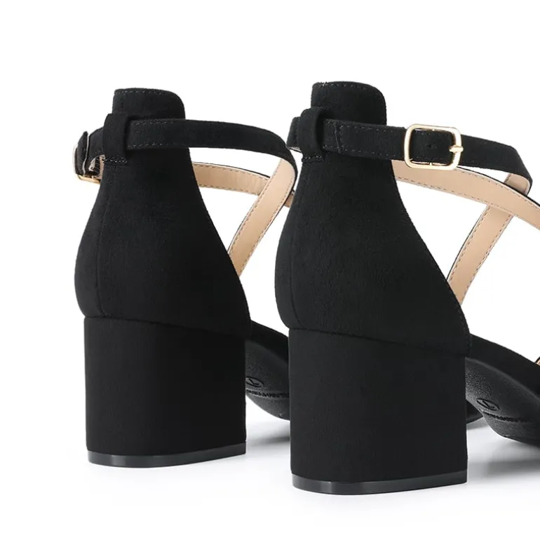 Ankle Strap Low Block Heels