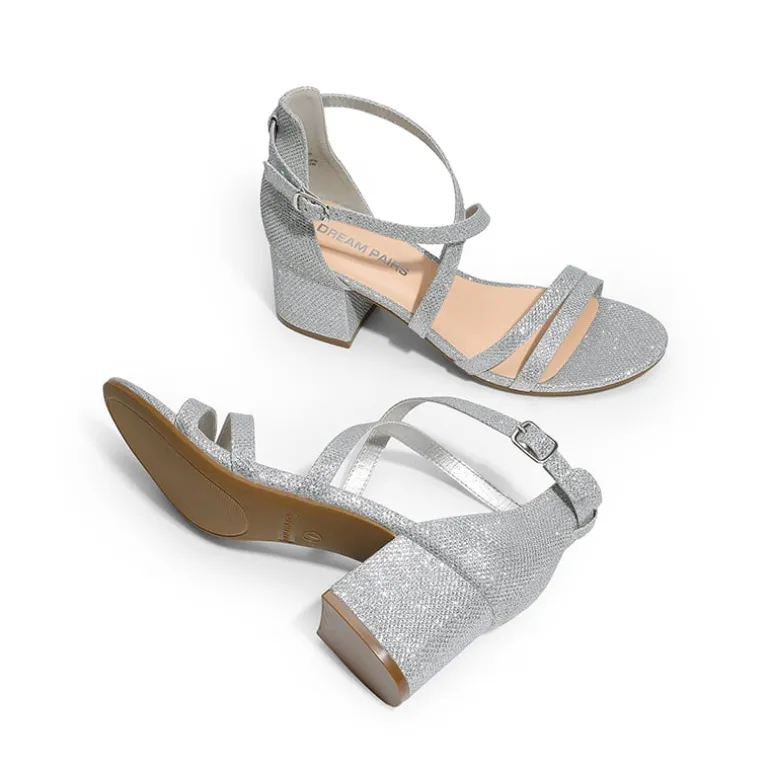 Ankle Strap Low Block Heels
