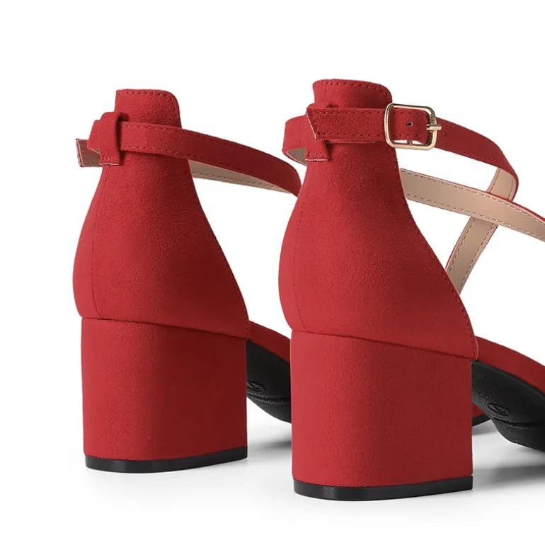 Ankle Strap Low Block Heels