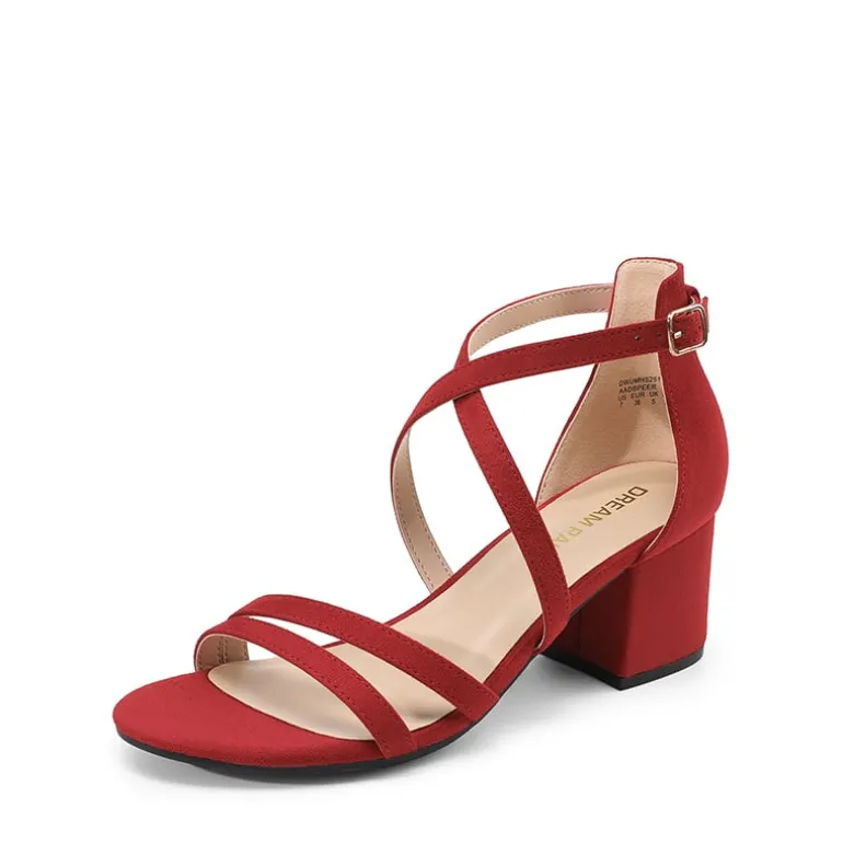 Ankle Strap Low Block Heels