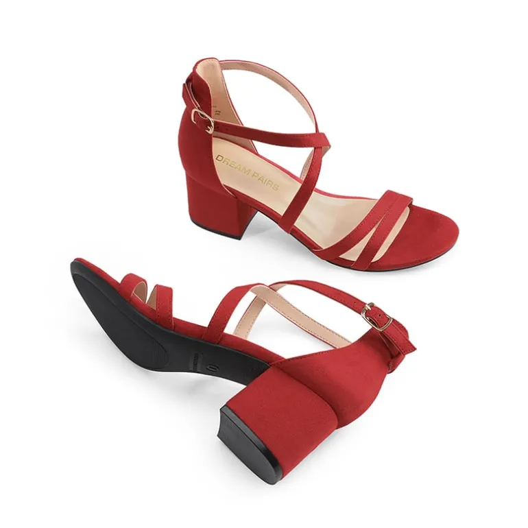 Ankle Strap Low Block Heels