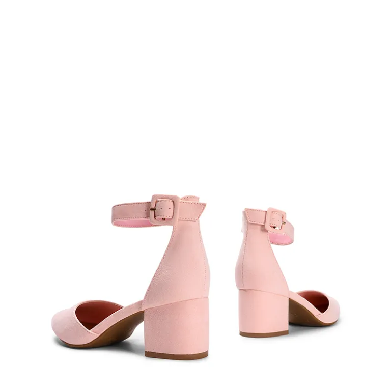 Ankle Strap Low Heel Chunky Pumps