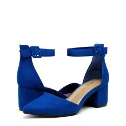 Ankle Strap Low Heel Chunky Pumps