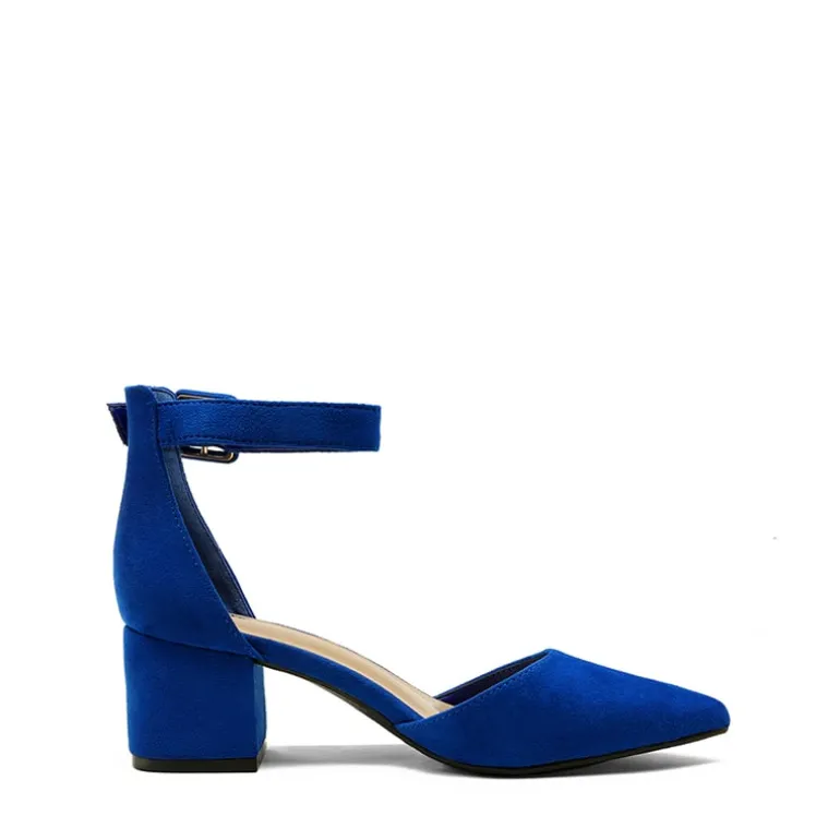 Ankle Strap Low Heel Chunky Pumps