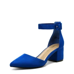 Ankle Strap Low Heel Chunky Pumps