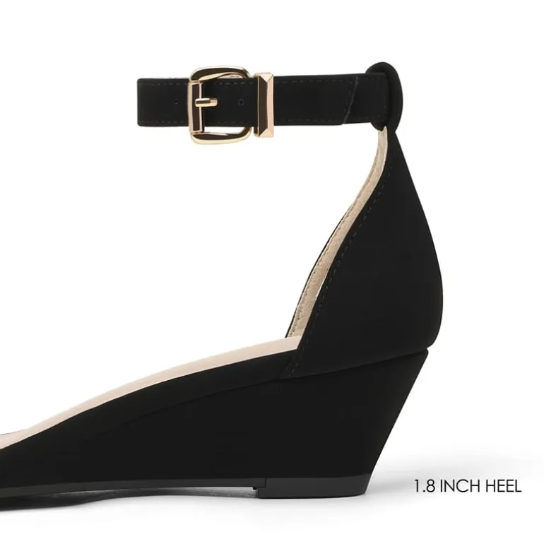 Ankle Strap Low Heel Wedge Sandals