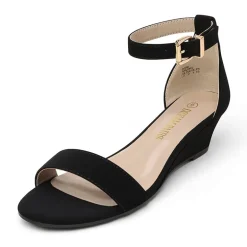 Ankle Strap Low Heel Wedge Sandals